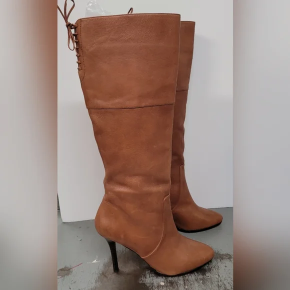 LAUREN RALPH LAUREN LAVINIA KNEE-HIGH BOOTS BOHO POLO TAN SIZE 8.5B - Picture 3 of 13